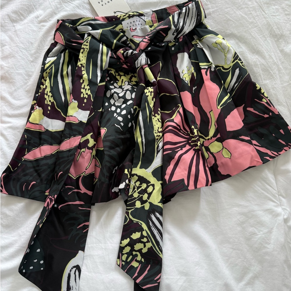 Tanya Taylor Floral Belted Shorts